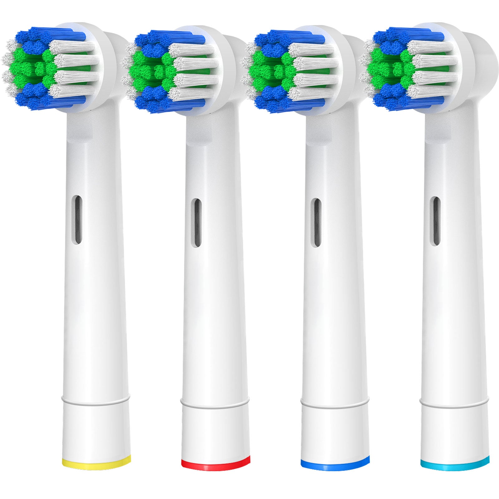 A set of 4/8/12/20 replacement electric toothbrush heads with color-coded rings for family use, designed for Oral-B models.