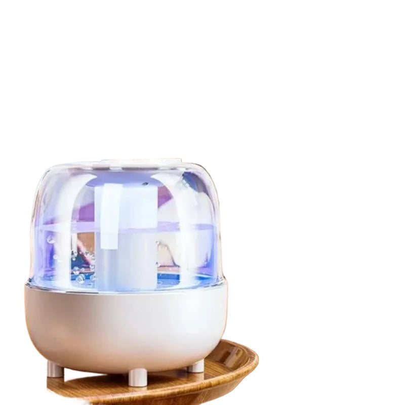 A sleek 4L large capacity air humidifier with USB plug, designed for home and outdoor use, featuring a double spray function and essential oil compatibility.