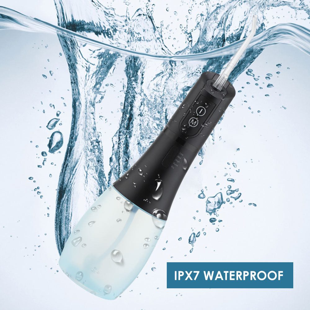 5 Mode Oral Irrigator USB Rechargeable Water Flosser with a sleek design, featuring a large water tank and multiple nozzles for effective dental cleaning.