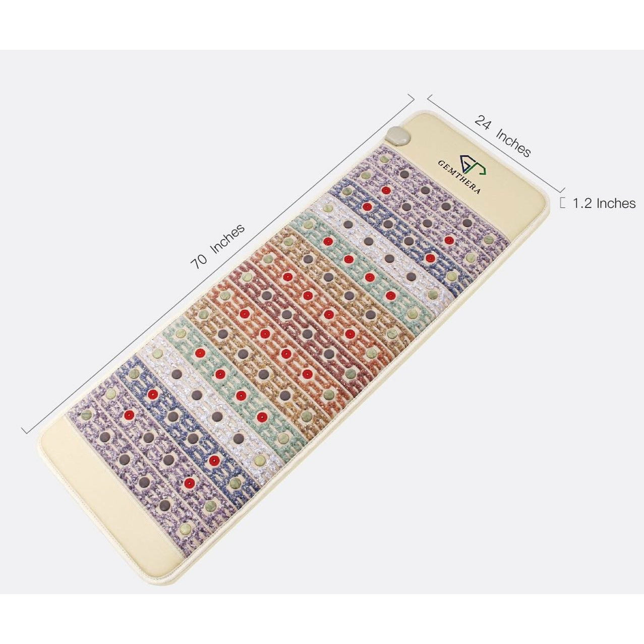 5-in-1 Gemstone PEMF Infrared Mat showcasing its sleek design and multiple therapy features, including gemstones and control panel.