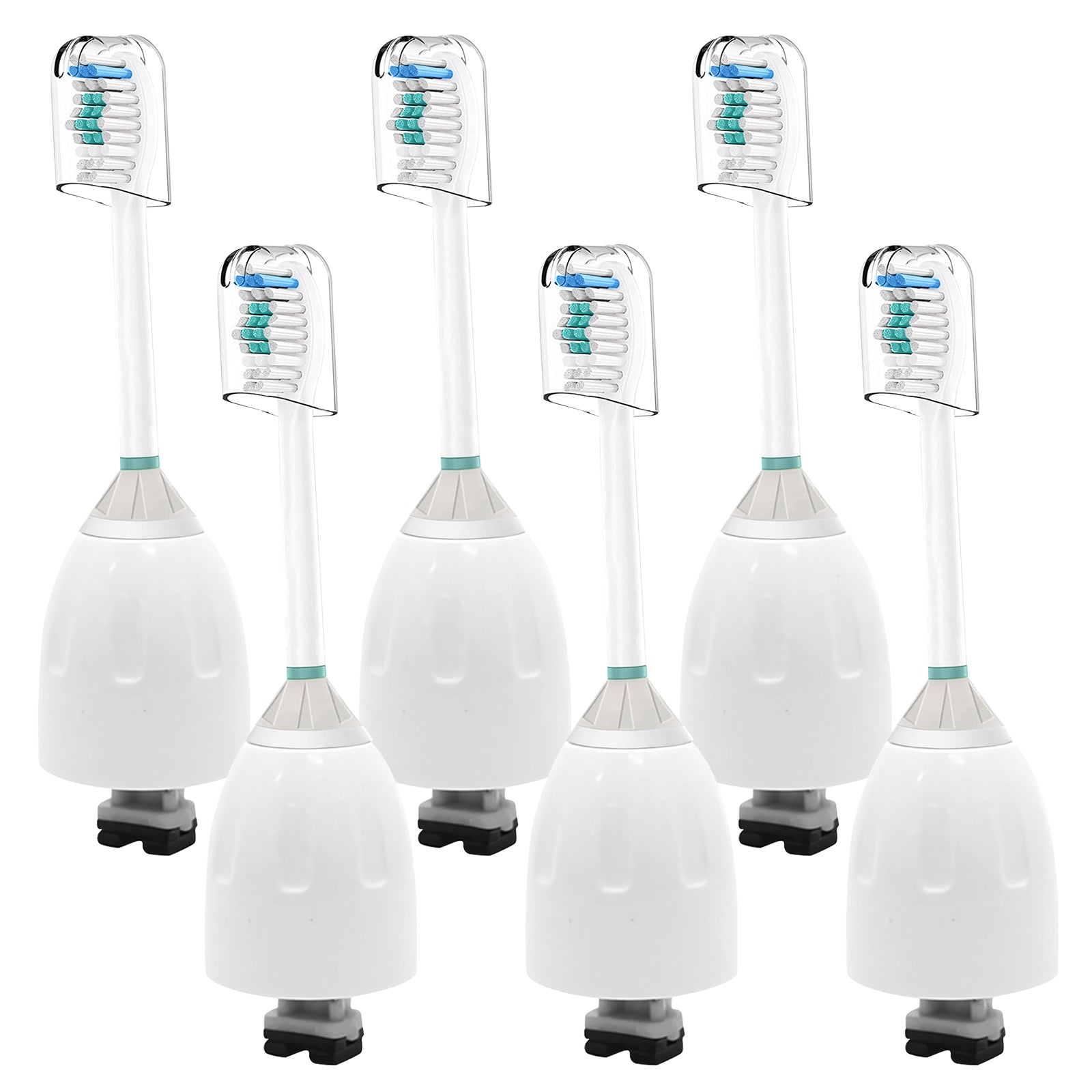 A pack of 6 replacement toothbrush heads compatible with Philips Sonicare, featuring advanced bristles for effective plaque removal.