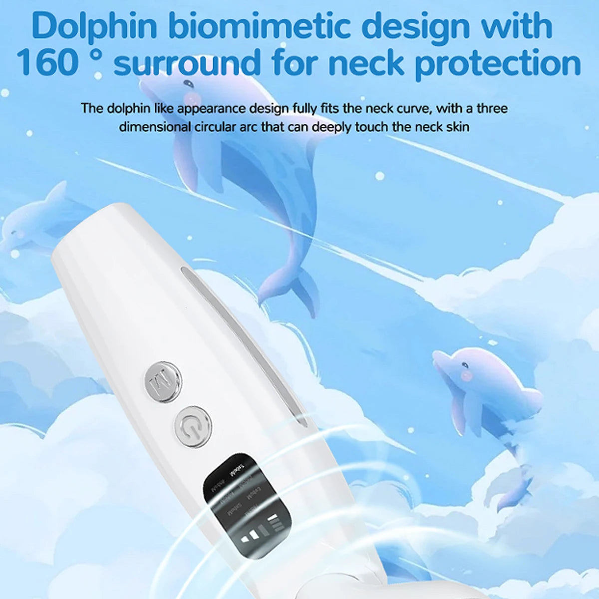 7 Colours Neck Beauty Instrument showcasing its sleek design and multiple light therapy options for skincare.