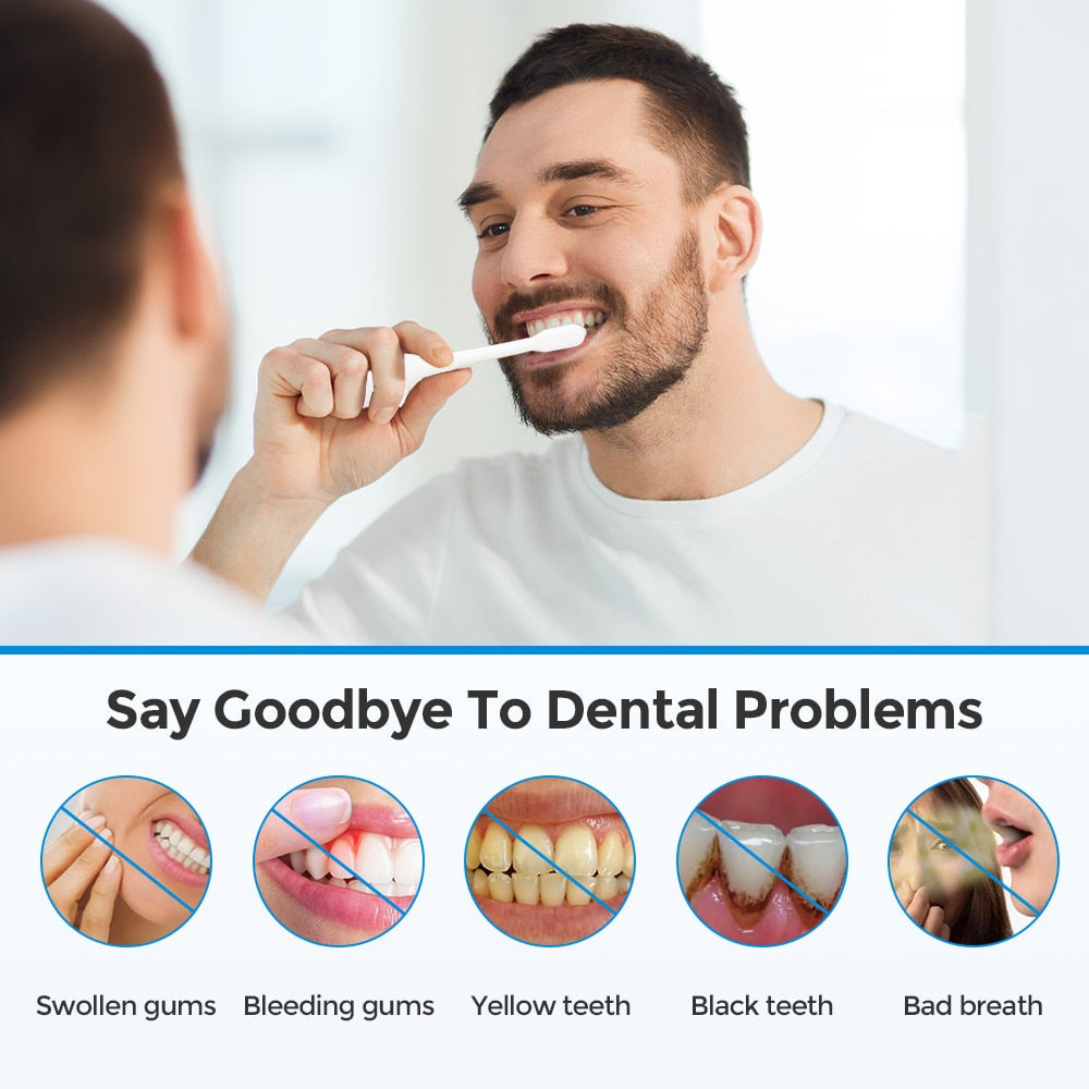 7 in 1 Electric Toothbrush with accessories including toothbrush heads, face wash brush, and massage stick, designed for dental and skin care.