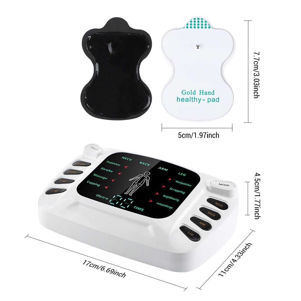 8 Modes 15 Levels Electric Massager with dual output and large color screen for easy operation, designed for muscle relief.