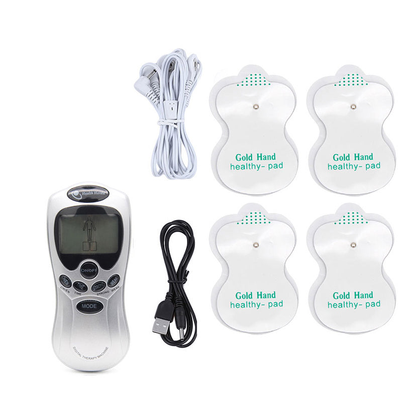 Acupuncture Electric Digital Neck Back Machine with electrode pads and LCD display for massage therapy.