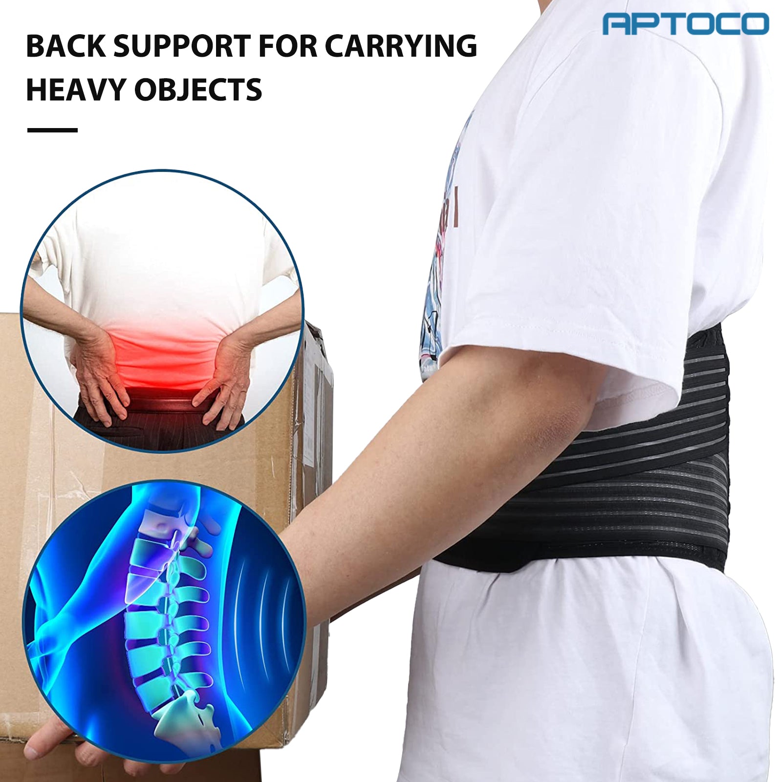 Back Brace Pain Relief Support Belt in black, designed for lumbar support and posture correction, featuring adjustable straps for a comfortable fit.