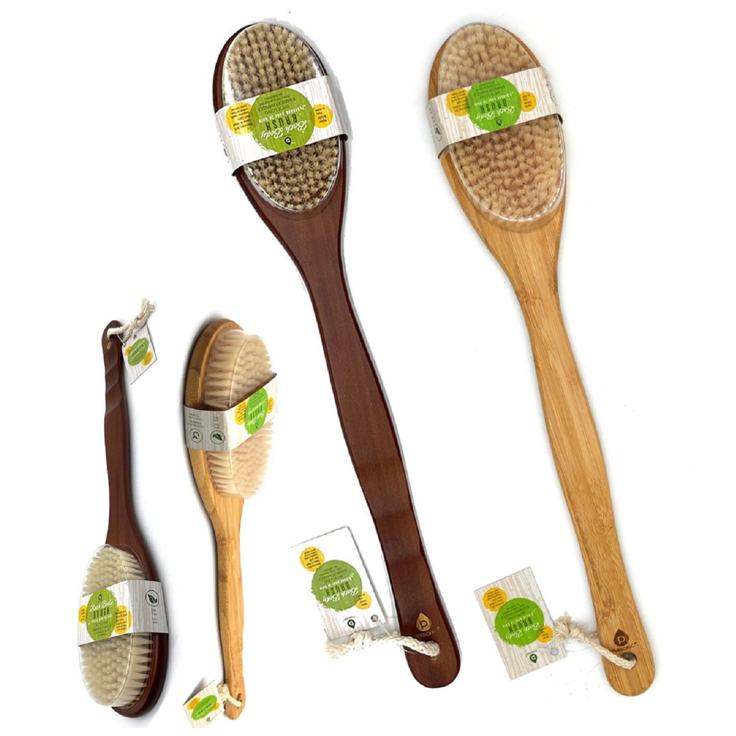 Bath Body Brush with Long Bamboo Handle featuring soft nylon bristles and a sustainable bamboo design for effective exfoliation.