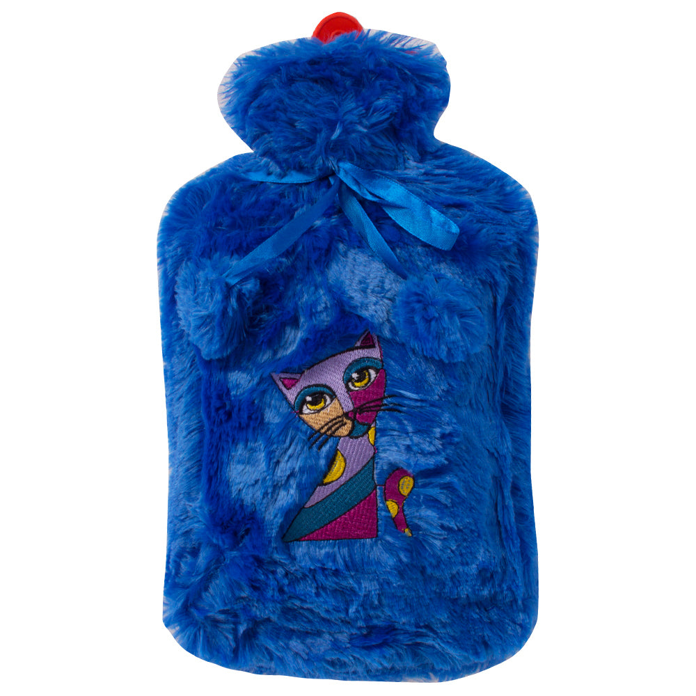 Biggdesign Blau Owl und City Wärmflasche mit weichem Plüschbezug, ideal für kalte Winternächte und zur Schmerzlinderung.
