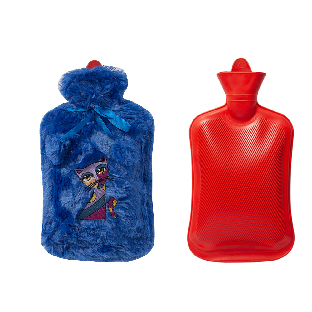 Biggdesign Blau Owl und City Wärmflasche mit weichem Plüschbezug, ideal für kalte Winternächte und zur Schmerzlinderung.
