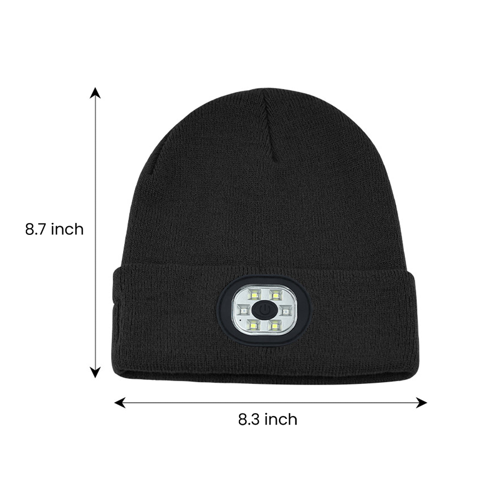 Bluetooth Music LED Beanie Hat in black with built-in light and headphones, perfect for outdoor activities.