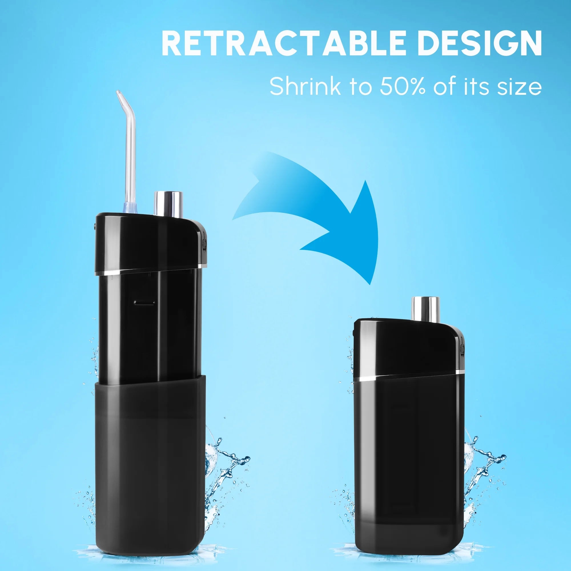 Cordless Water Flosser for Teeth with detachable water tank and interchangeable nozzles, designed for effective oral care.