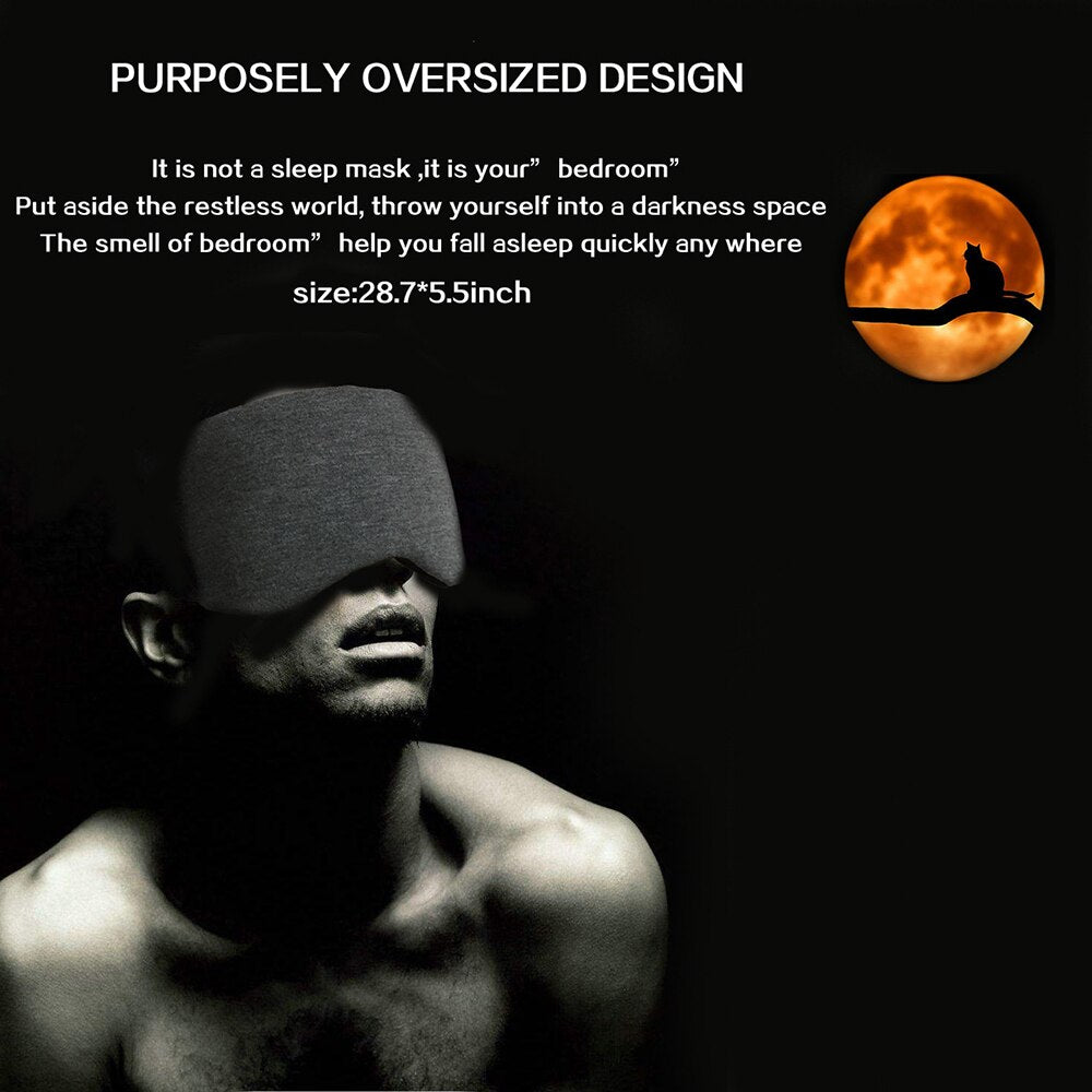 Cotton Silk Sleep Mask in gray and black, designed for comfort and light blockout, suitable for travel and relaxation.
