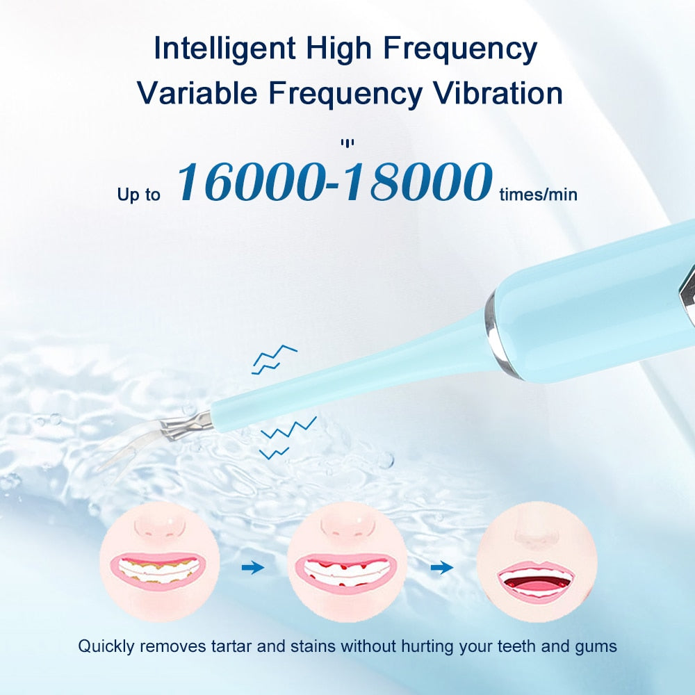 Dental Tartar Cleaner Electric Toothbrush with multiple cleaning heads and USB charging cable, designed for effective teeth whitening and tartar removal.