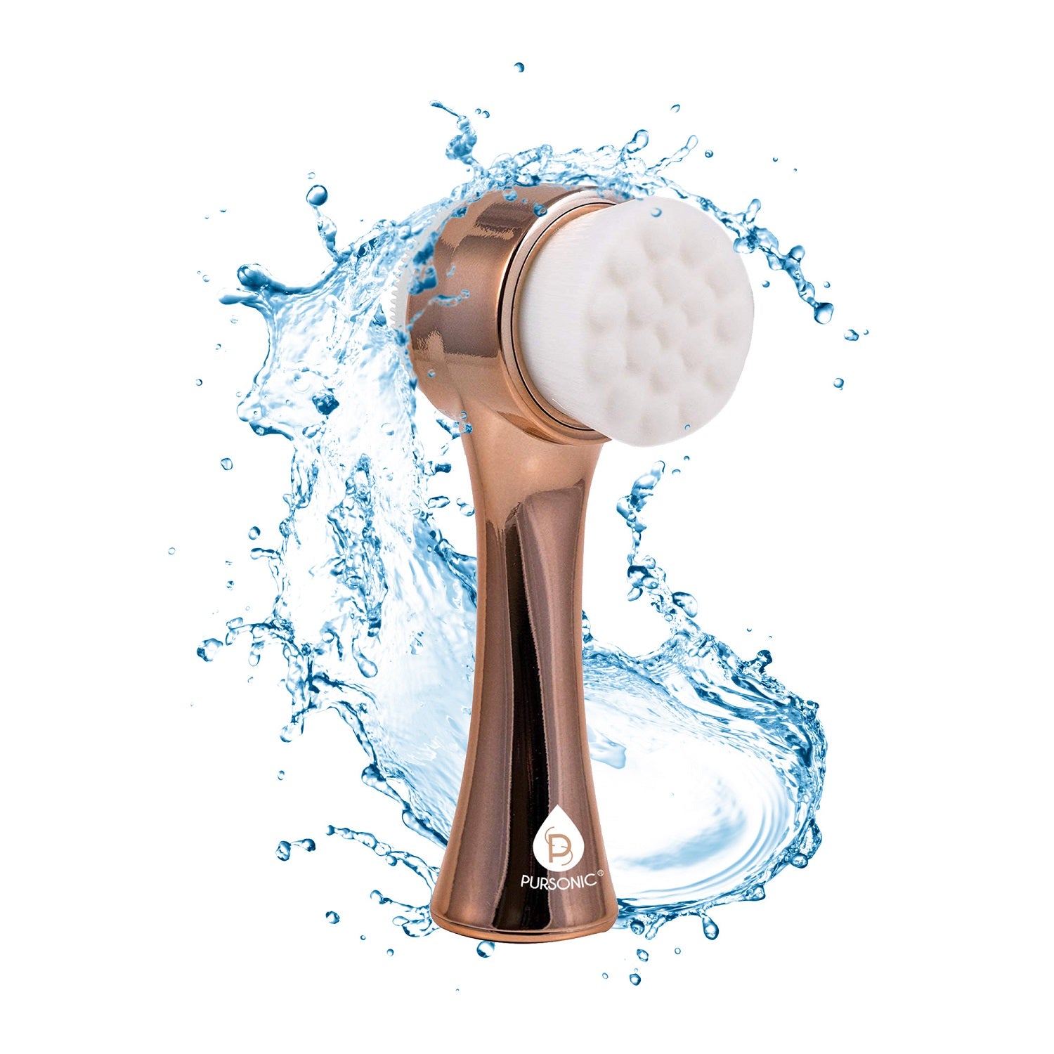Dual Sided Facial Cleansing Brush with soft bristles and silicone pad, designed for deep pore exfoliation and gentle skin care.