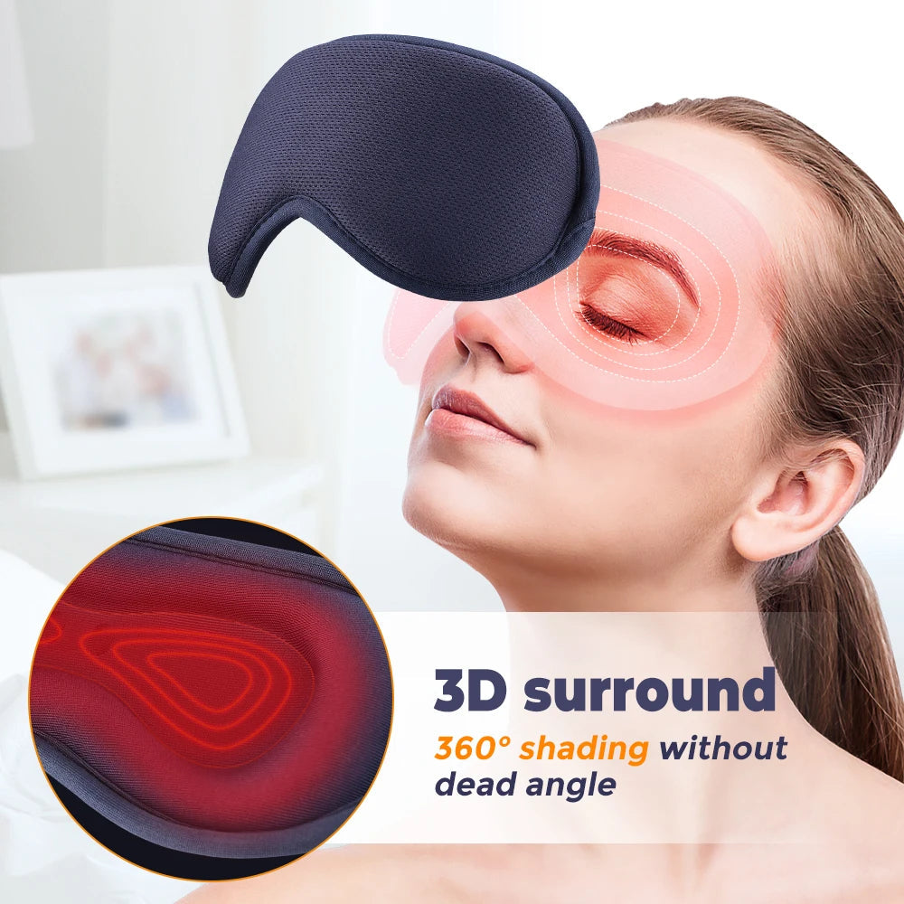 Electric 3D Eye Mask in dark blue, featuring a sleek design with a breathable mesh for comfort and a controller for smart timing massage.