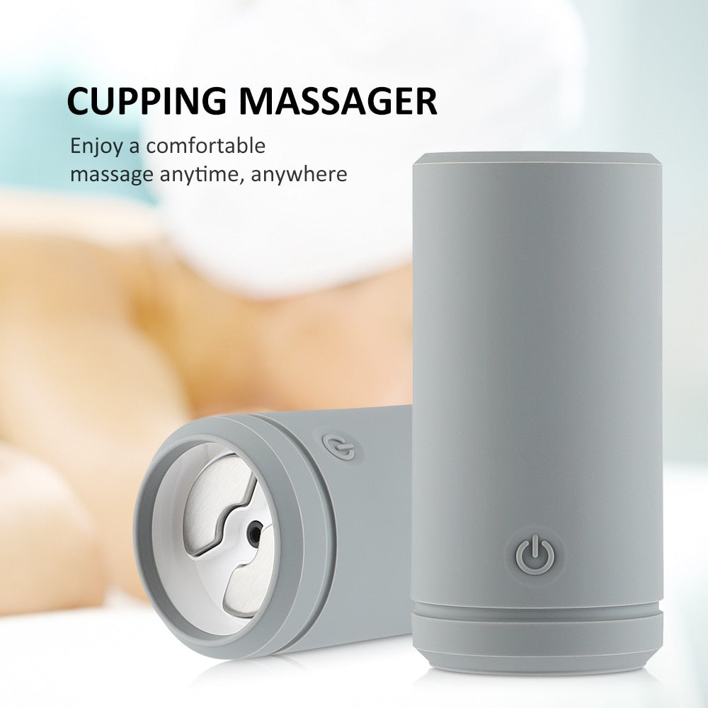Electric Cupping Massager with vacuum suction cups, showcasing its sleek design and high-quality silicone material.