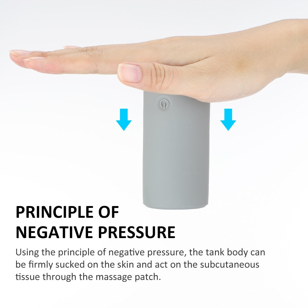 Electric Cupping Massager with vacuum suction cups, showcasing its sleek design and high-quality silicone material.