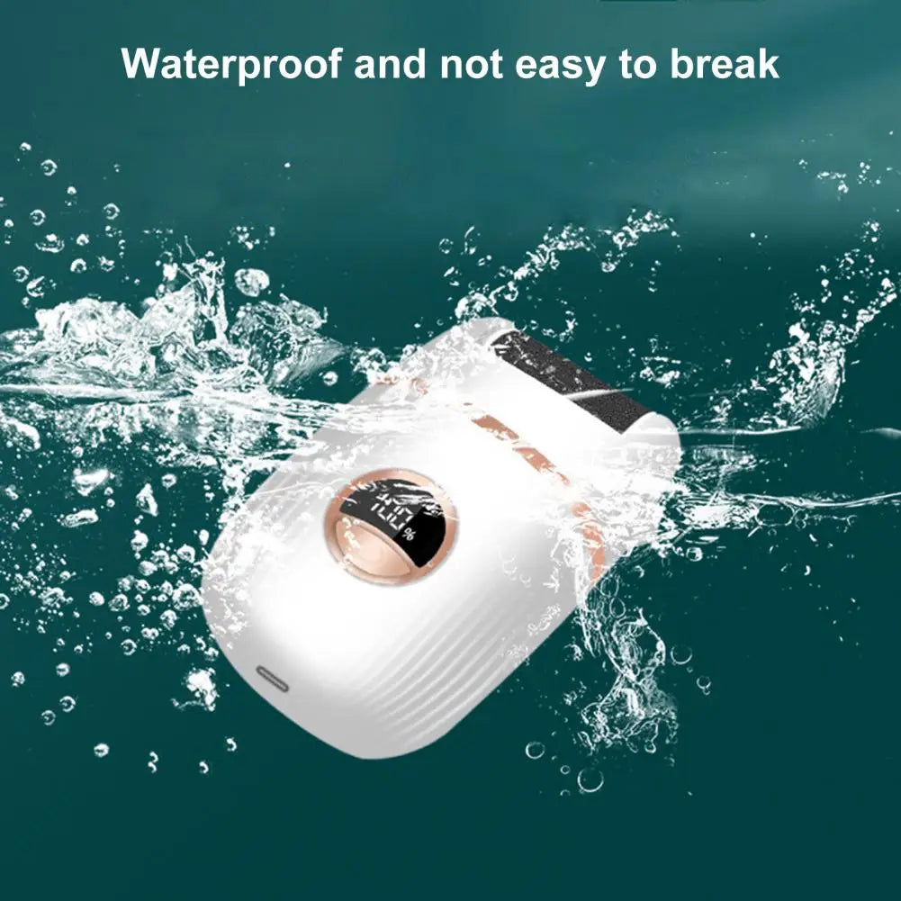 Electric Foot Callus Remover Kit with LED display, rechargeable design, and three replacement grinding heads for effective foot care.