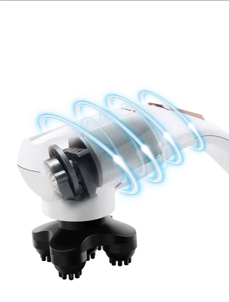 Electric Handheld Massager with 6 interchangeable heads, designed for ergonomic comfort and effective muscle relief.