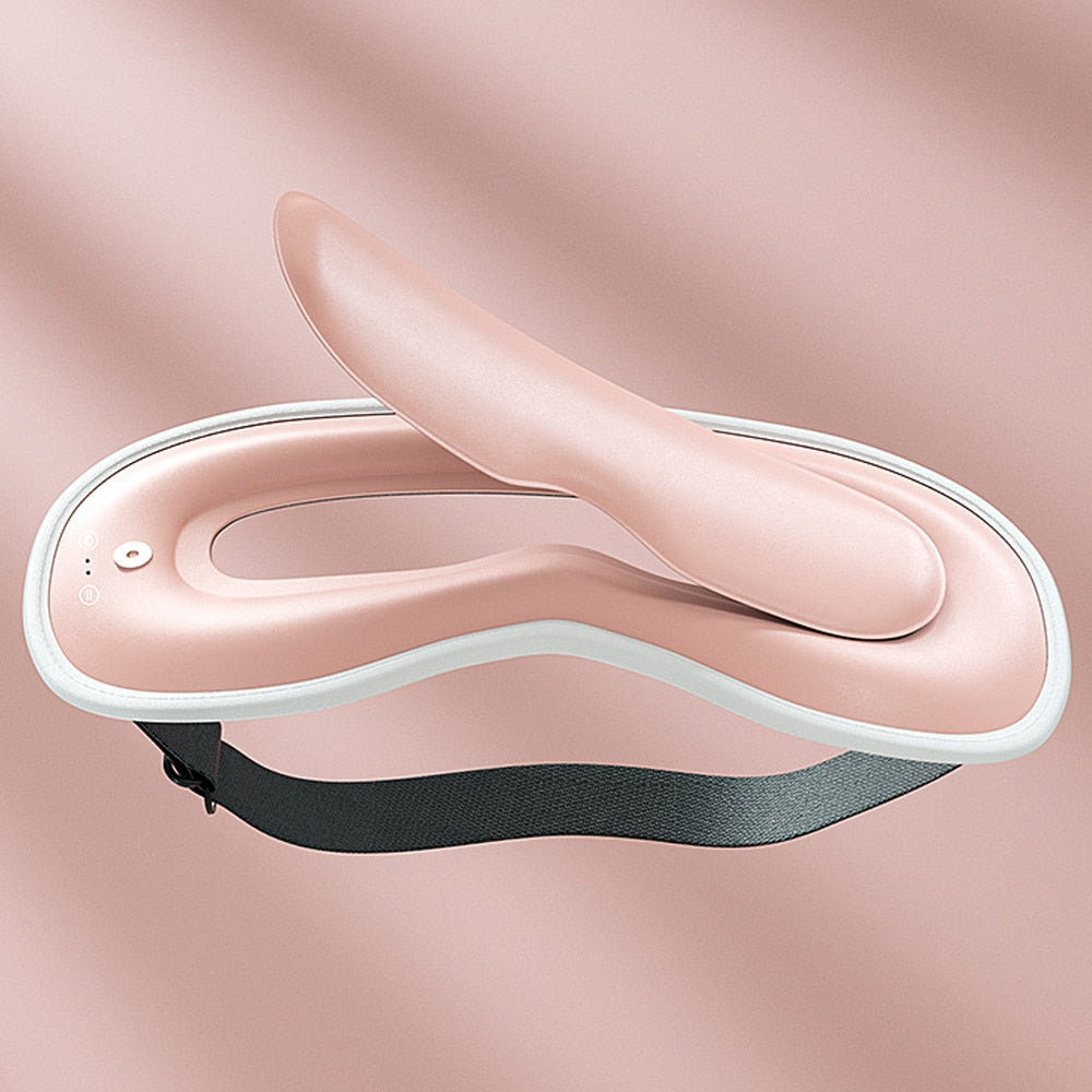 Electric Heated & Vibration Eye Massager Sleep Eye Mask in pink and green colors, designed for eye relaxation and comfort.