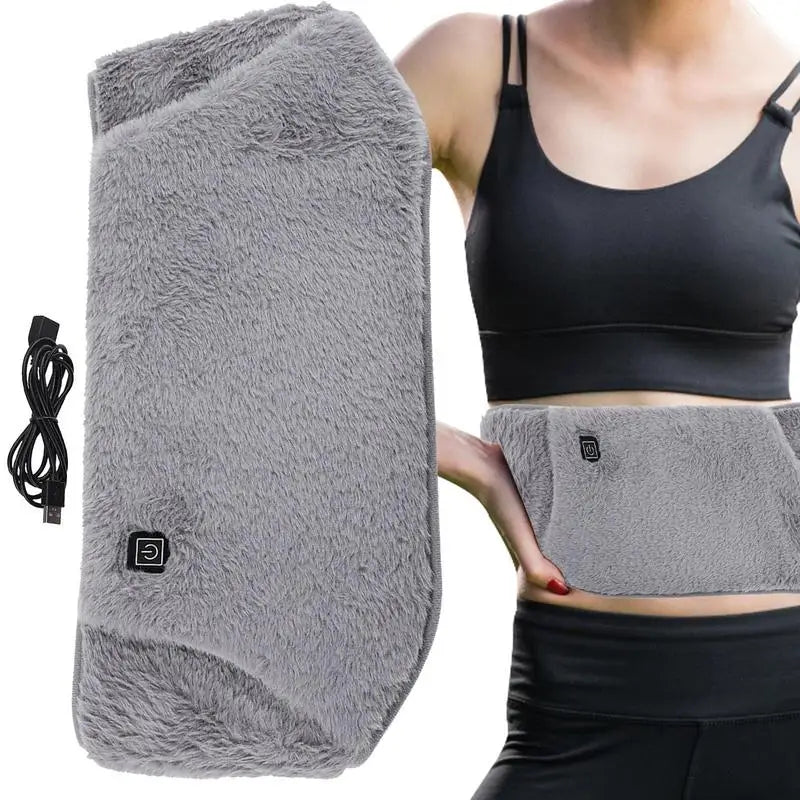 Electric Heating Pad designed for menstrual relief and physiotherapy, featuring a soft crystal velvet exterior and a convenient pocket for power banks.