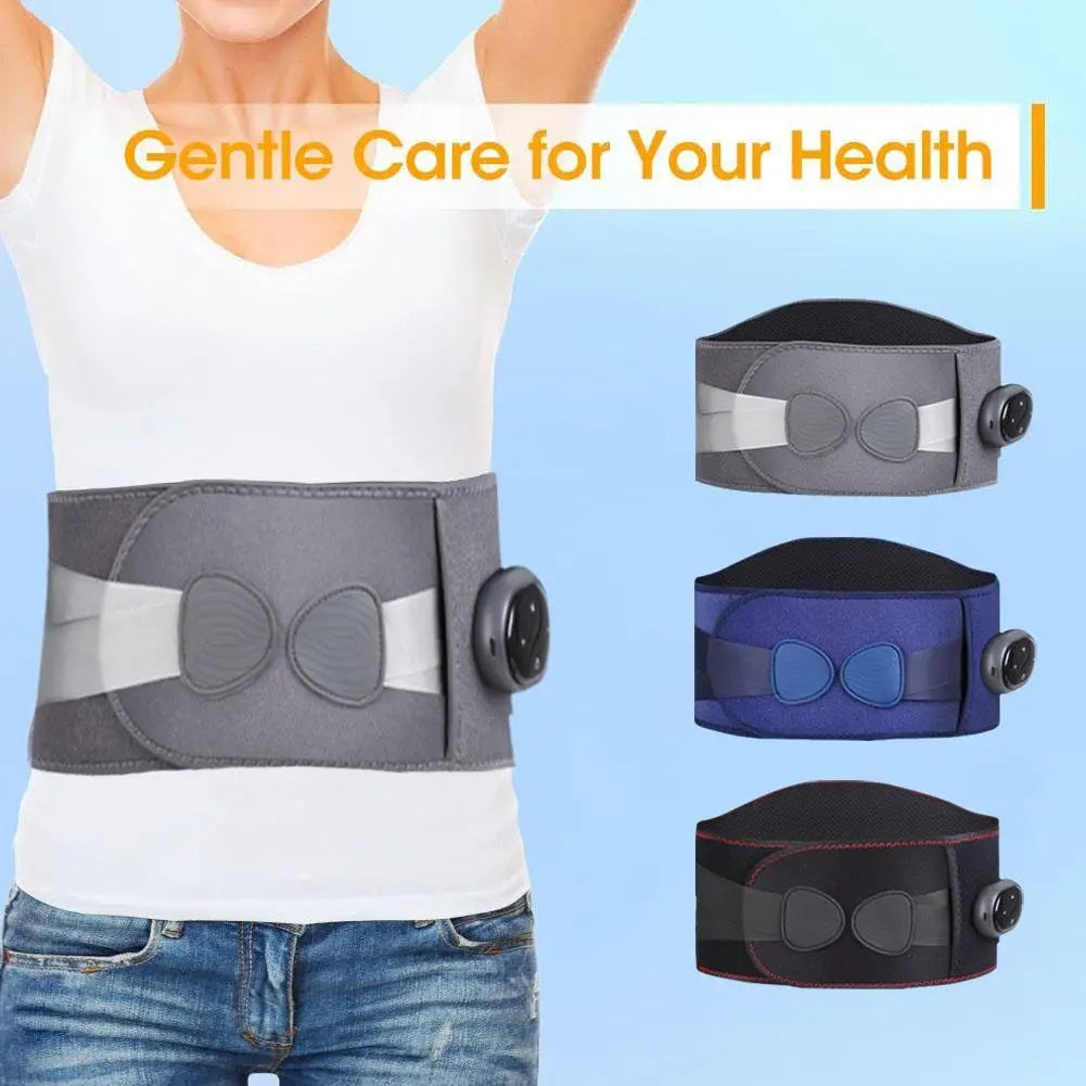 Electric Heating Waist Massage Belt in black, designed for back support with hot compress and vibration features.