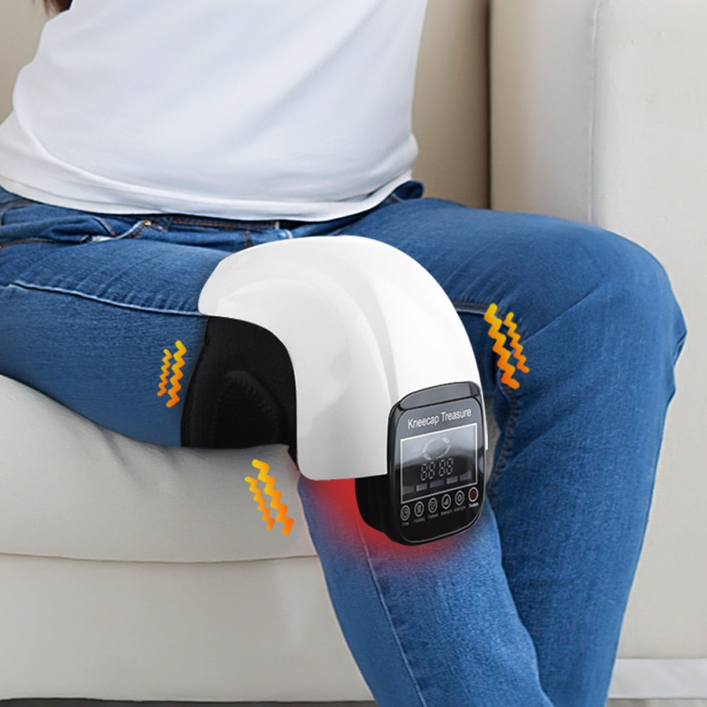 Electric Knee Massager designed for arthritis relief with infrared heating and air pressure features, showcasing its sleek design and user-friendly interface.