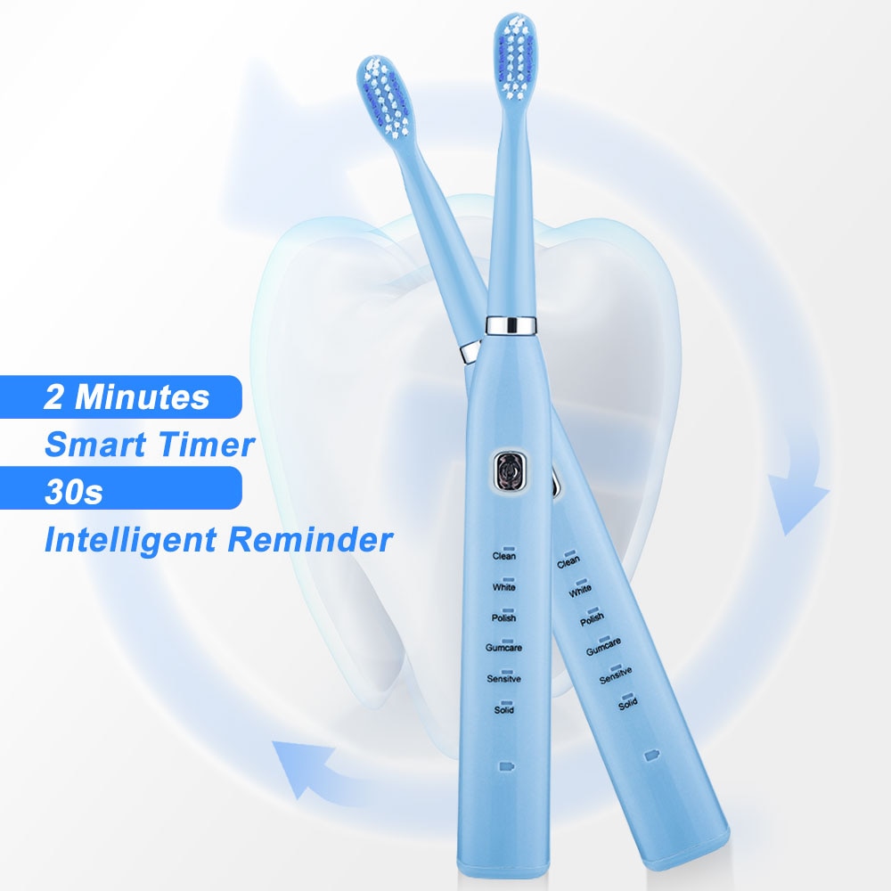 Electric Toothbrush USB Rechargeable with 6 modes, featuring soft bristles and a sleek design, ideal for effective dental care.