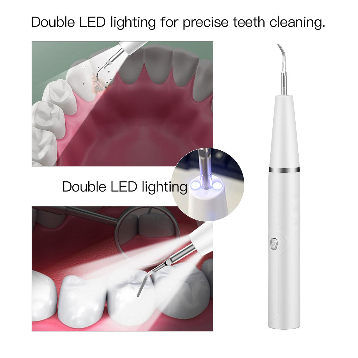Electric Ultrasonic Sonic Dental Scaler with multiple cleaning heads and accessories, designed for effective dental hygiene.