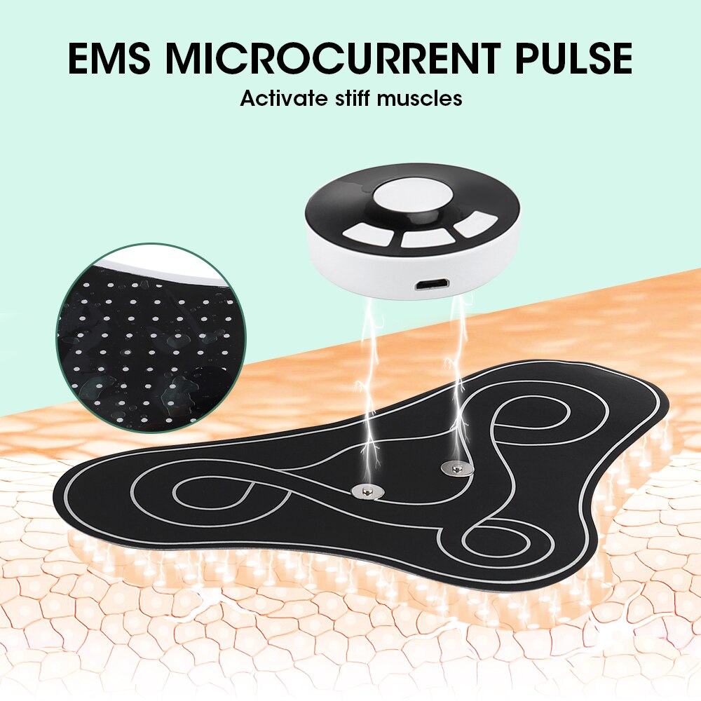 EMS Electric Massager Stimulator designed for pain relief in neck, back, and legs, featuring a compact and portable design.