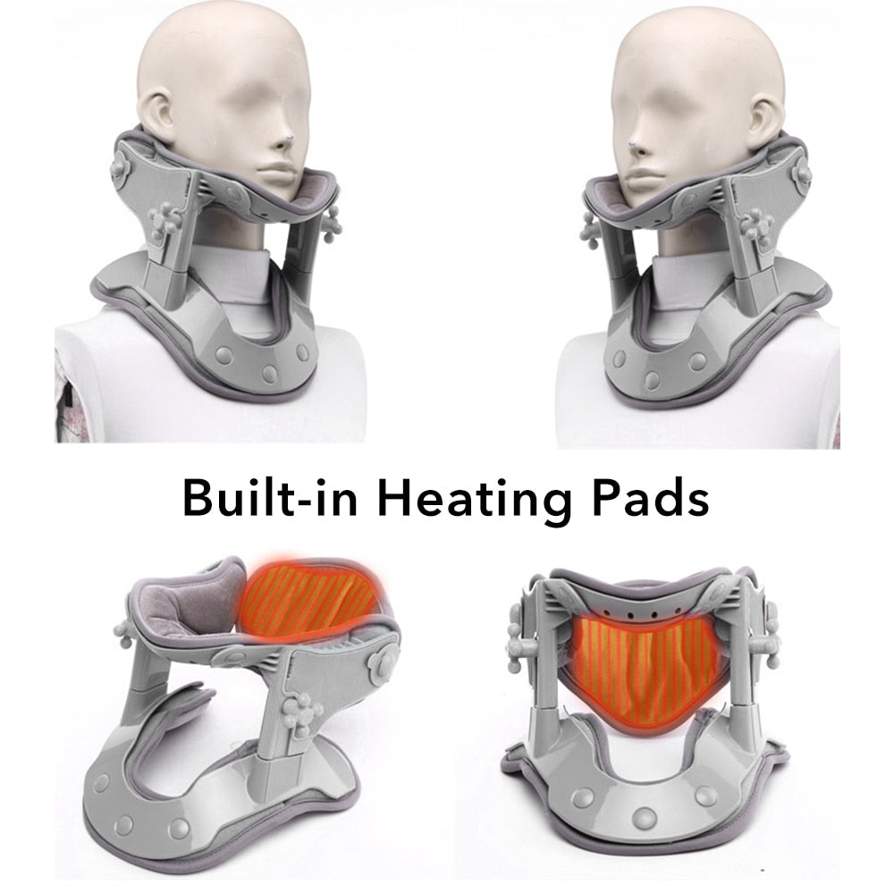 Heating Neck Care Pain Relief Posture Corrector Support with ergonomic design and built-in heating pads for neck pain relief.