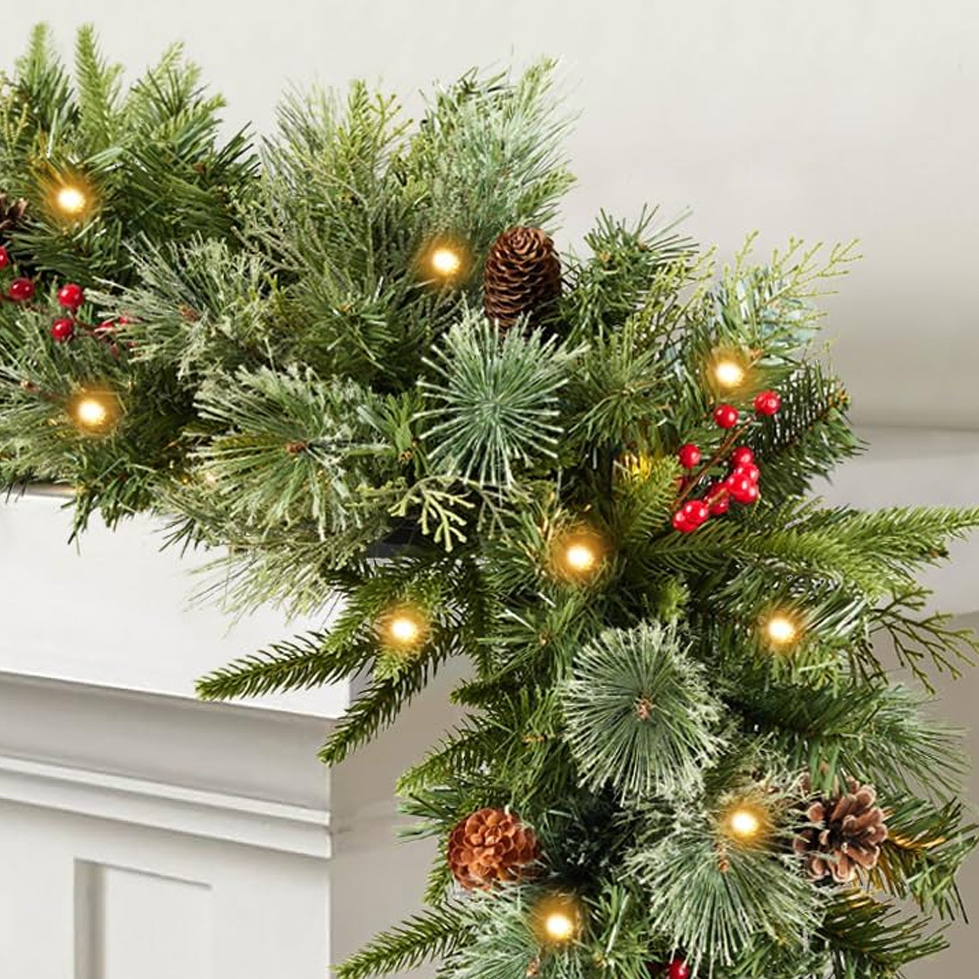 Waterproof outdoor string lights designed to resemble realistic rattan, featuring small LED bulbs for decorative lighting.