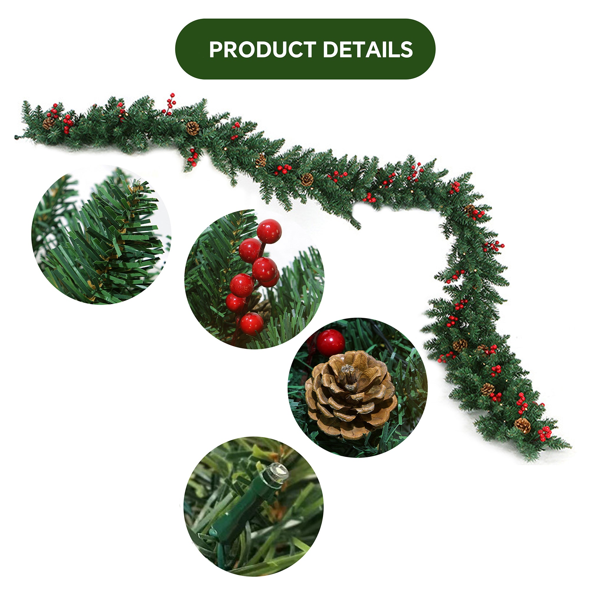 Waterproof outdoor string lights designed to resemble realistic rattan, featuring small LED bulbs for decorative lighting.