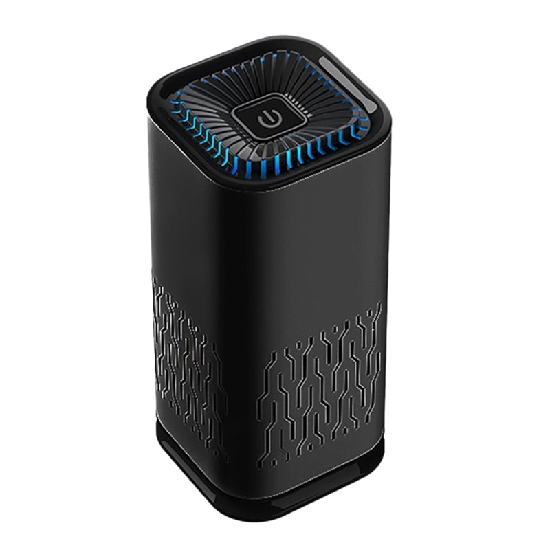 Compact household air purifier with advanced filtration system, USB powered, designed for small spaces.