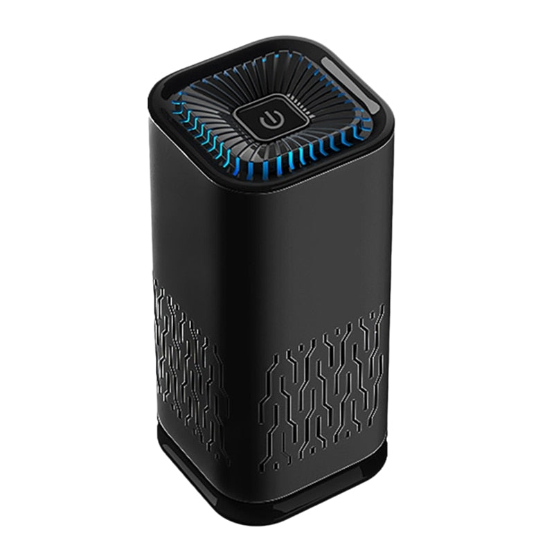 Compact household air purifier with advanced filtration system, USB powered, designed for small spaces.