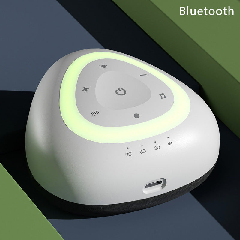 Intelligent Soothing White Noise Sleep Instrument in grey and black, featuring a compact design with ambient lighting and sound options.