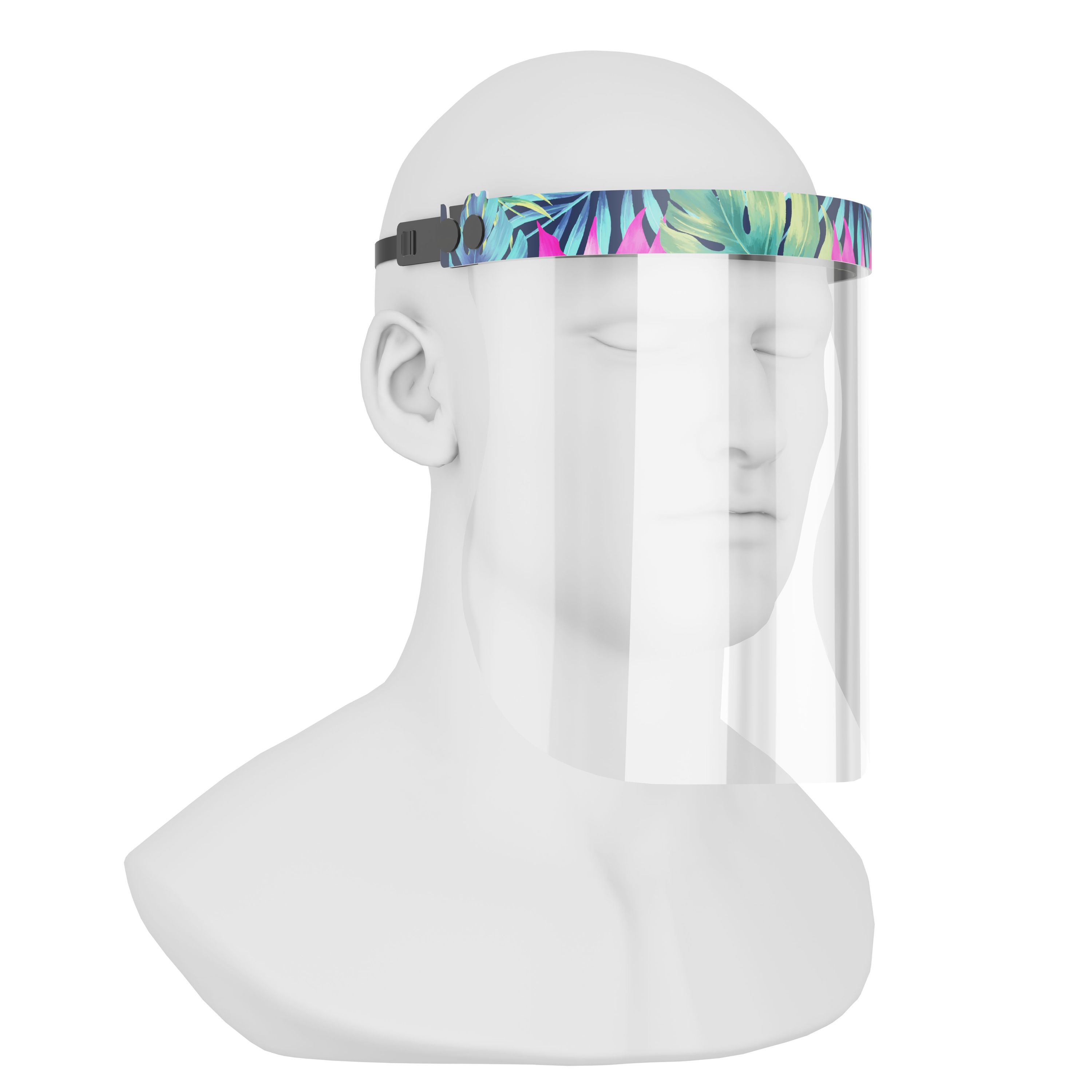 iSolay Face Shield Floral featuring a stylish floral design, lightweight construction, and adjustable fit for comfort and safety.