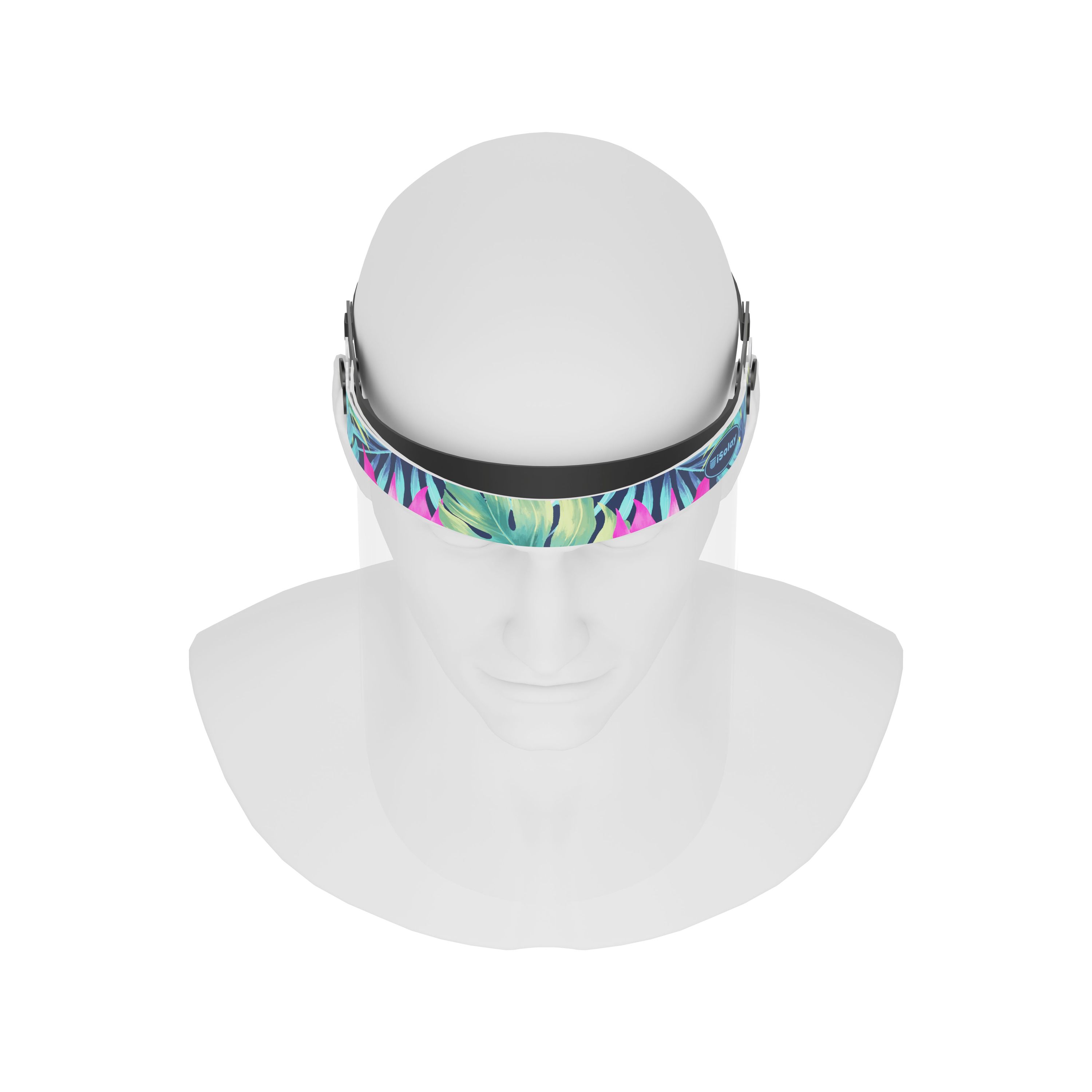 iSolay Face Shield Floral featuring a stylish floral design, lightweight construction, and adjustable fit for comfort and safety.