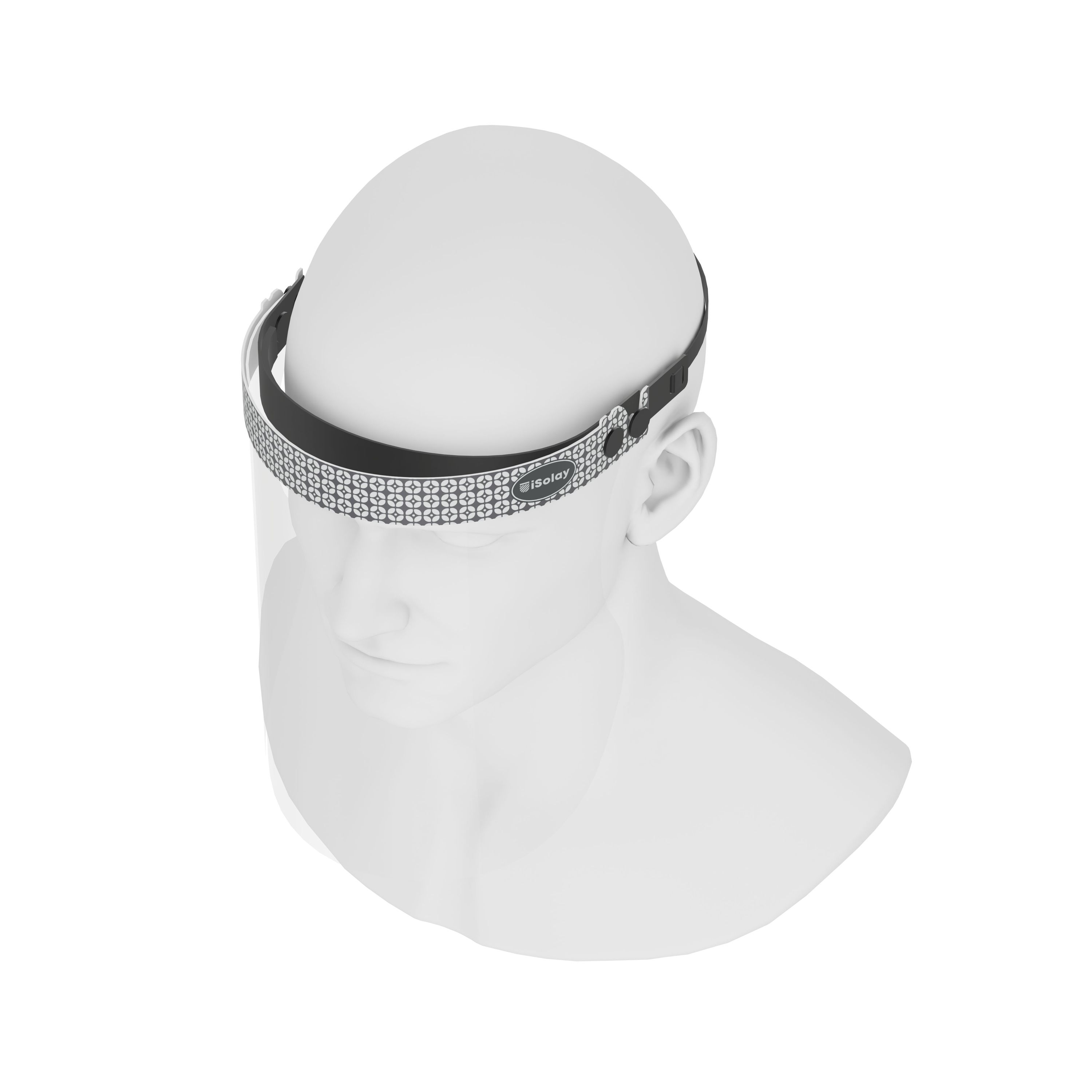 iSolay Face Shield featuring a stylish white dot design, lightweight and adjustable for comfort, suitable for adults and kids.