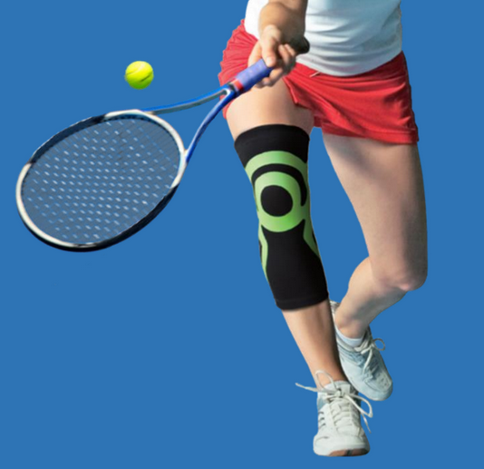 Orione Sport Knee Support featuring integrated Power Band Taping, designed for optimal knee stability and comfort during sports and recovery.