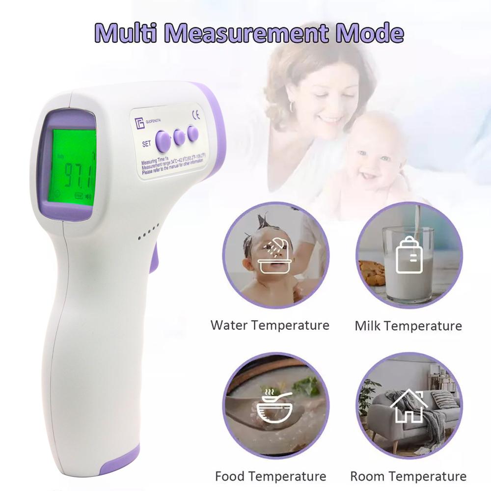 LCD Screen Digital No-Contact Forehead Infrared Thermometer with clear display and ergonomic design for easy handling.