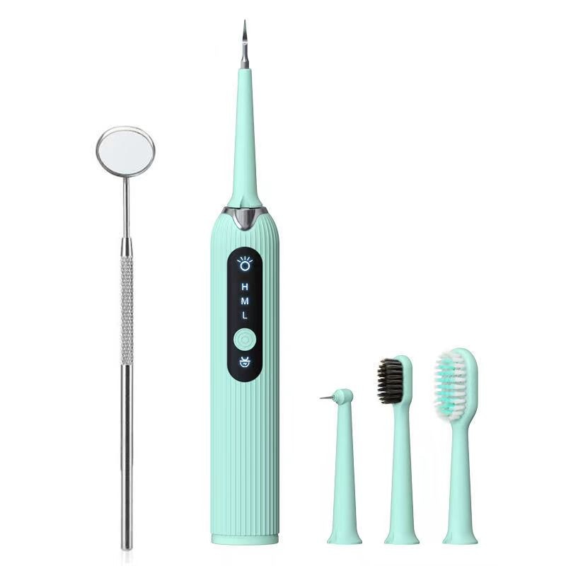 LED Sonic Electric Toothbrush with Dental Scaler, featuring multiple cleaning heads and USB charging capability, designed for effective teeth whitening.