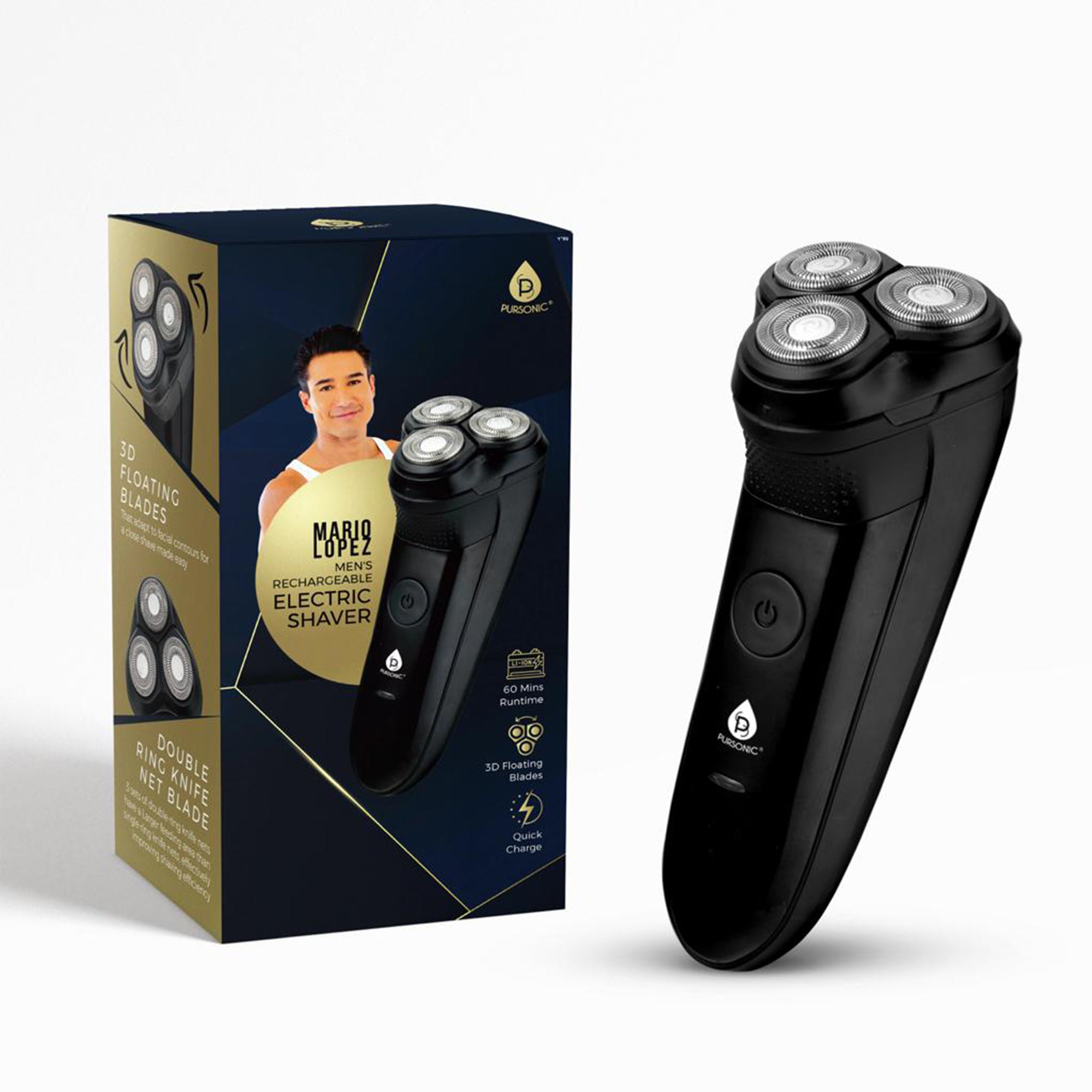 Mario Lopez Men's Rechargeable Electric Shaver with 3D floating blades and sleek design, perfect for a close shave.