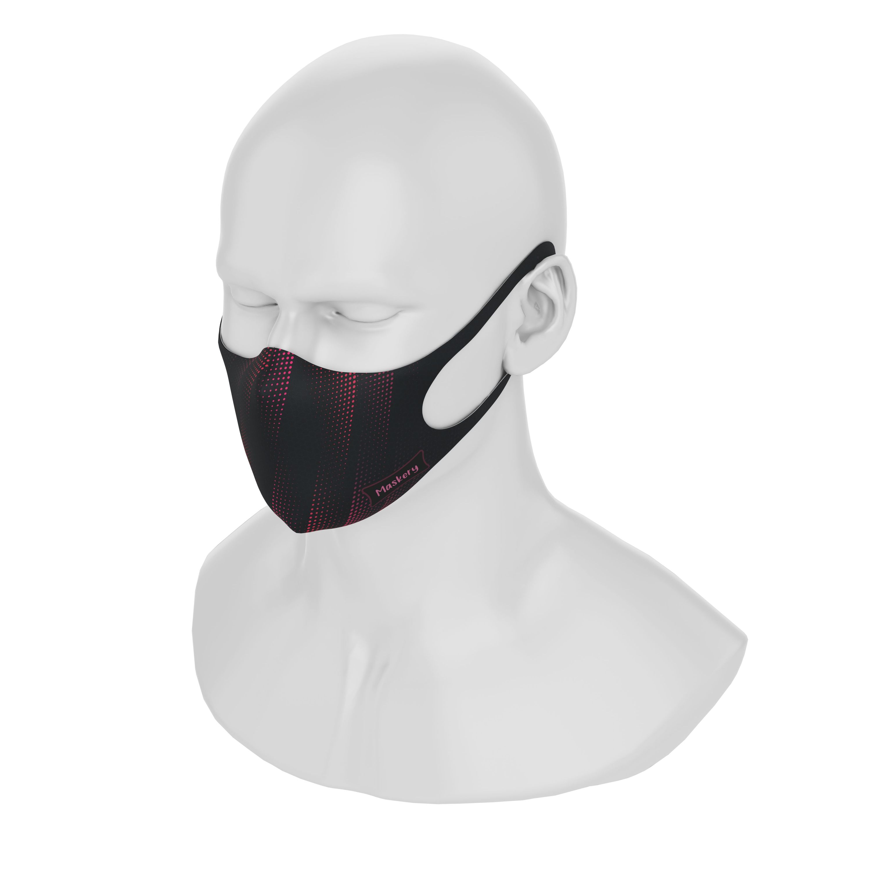 Maskery Design Face Mask in Black and Red, made from high-quality neoprene fabric, showcasing a stylish and protective design.