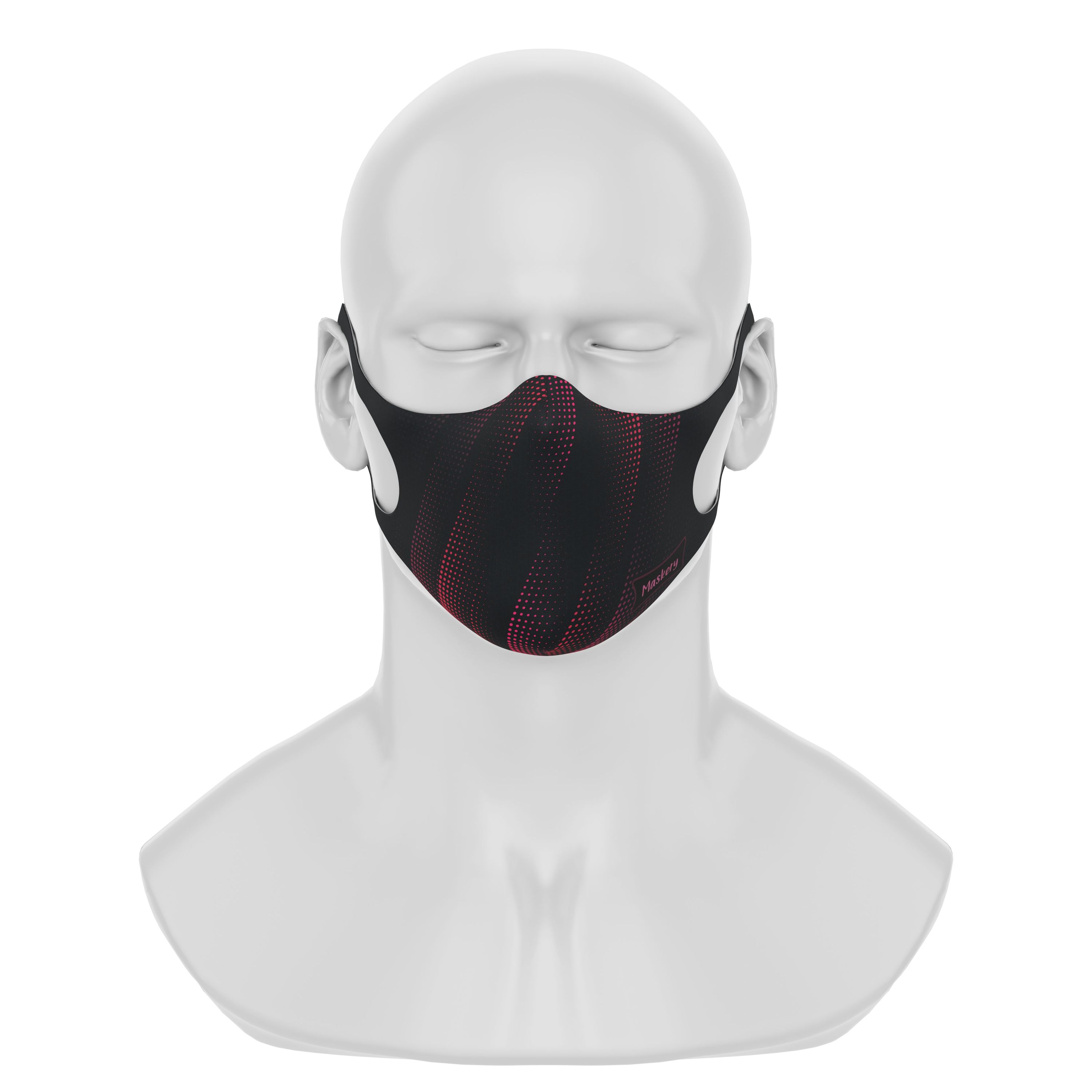 Maskery Design Face Mask in Black and Red, made from high-quality neoprene fabric, showcasing a stylish and protective design.