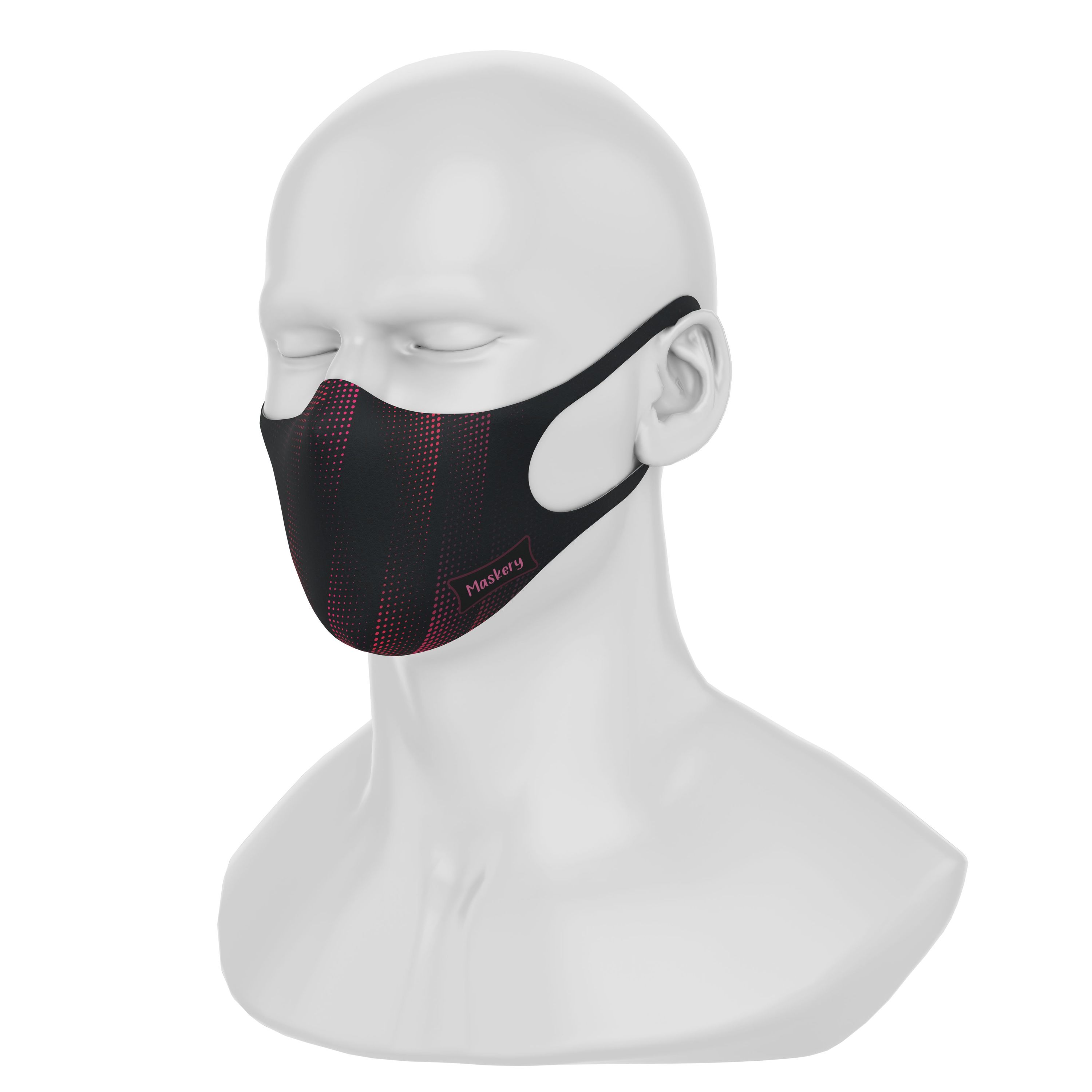 Maskery Design Face Mask in Black and Red, made from high-quality neoprene fabric, showcasing a stylish and protective design.