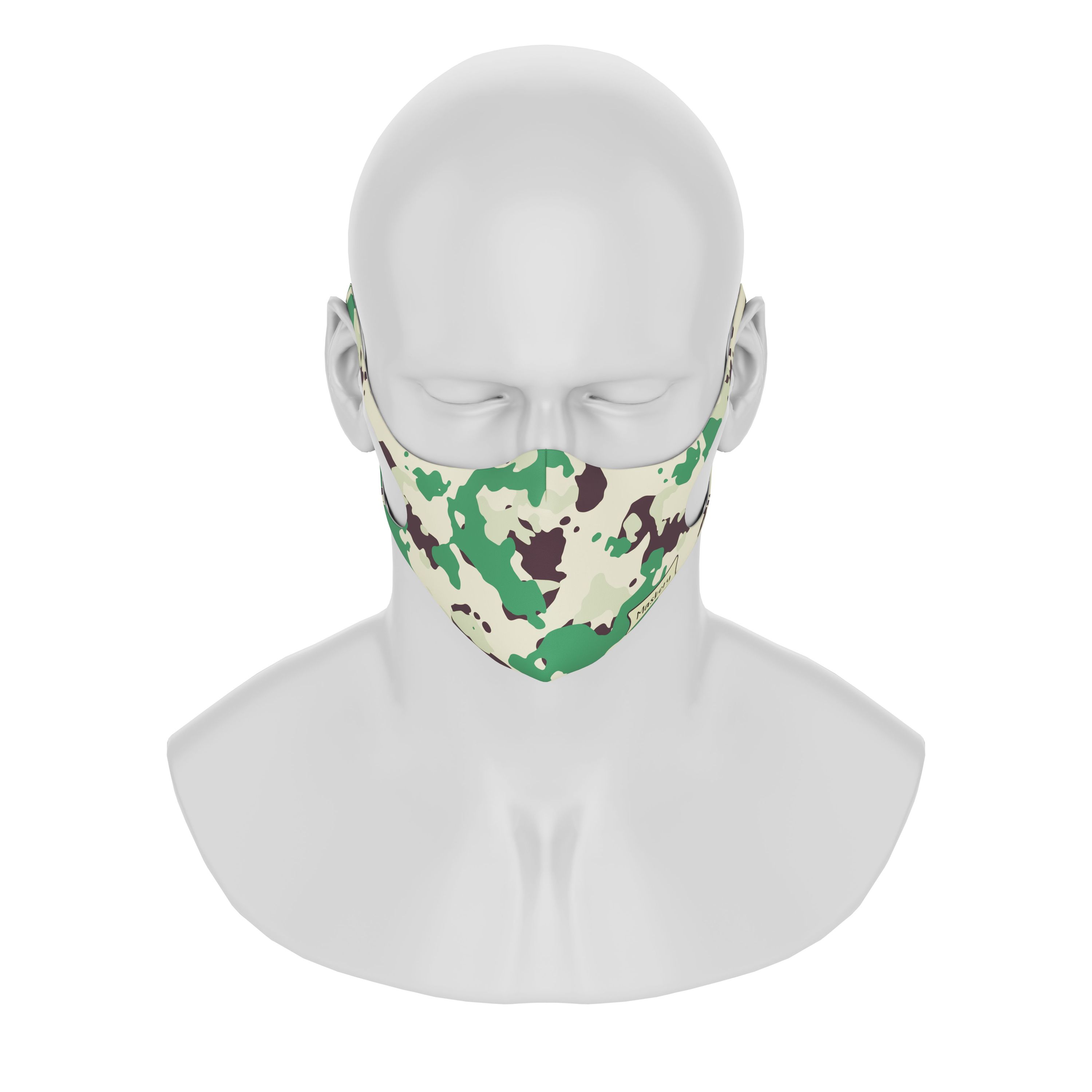 Maskery Design Face Mask in camouflage pattern, made from high-quality neoprene fabric, suitable for both men and women.