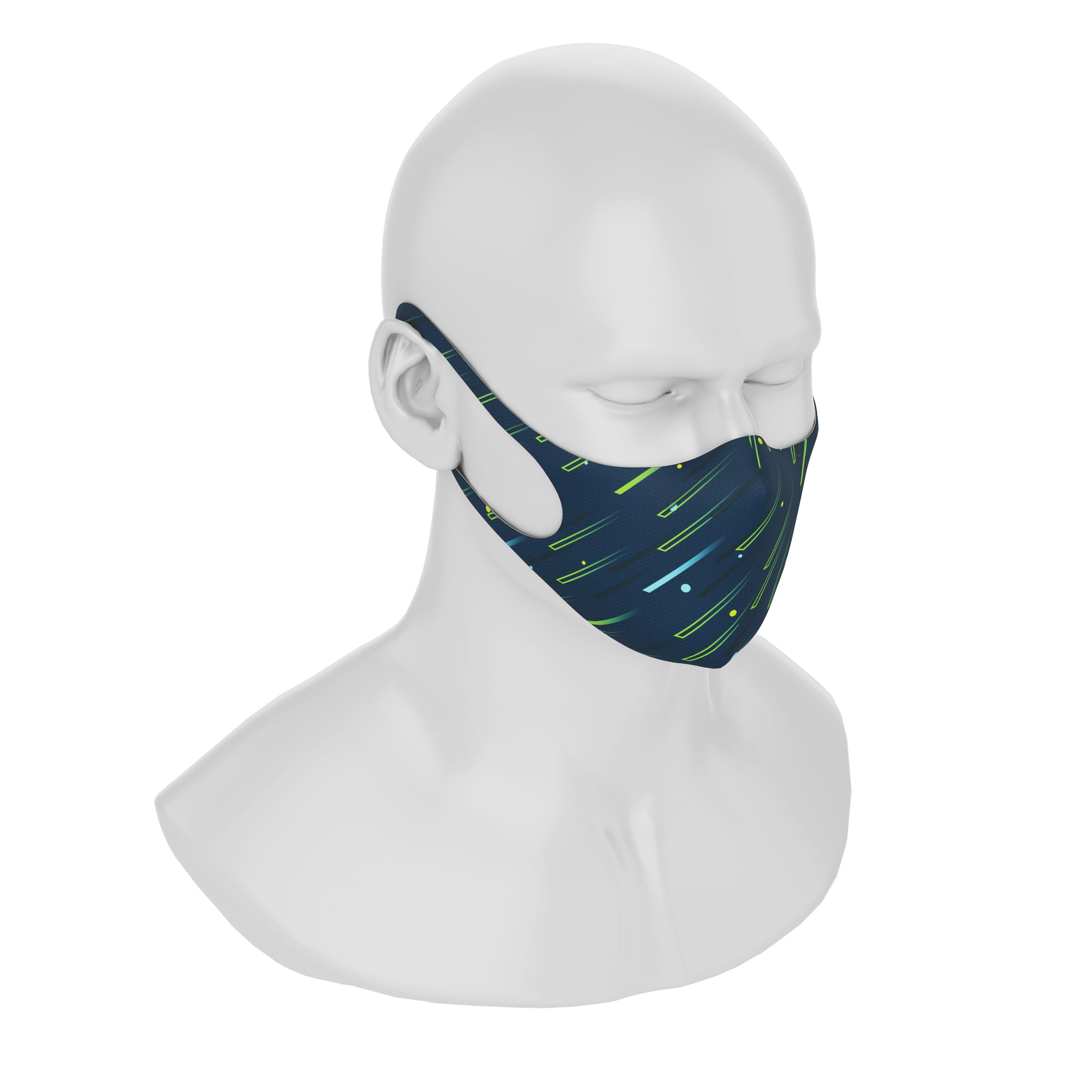 Maskery Design Face Mask Meteorite Rain made of high-quality neoprene fabric, featuring a stylish design suitable for both men and women.