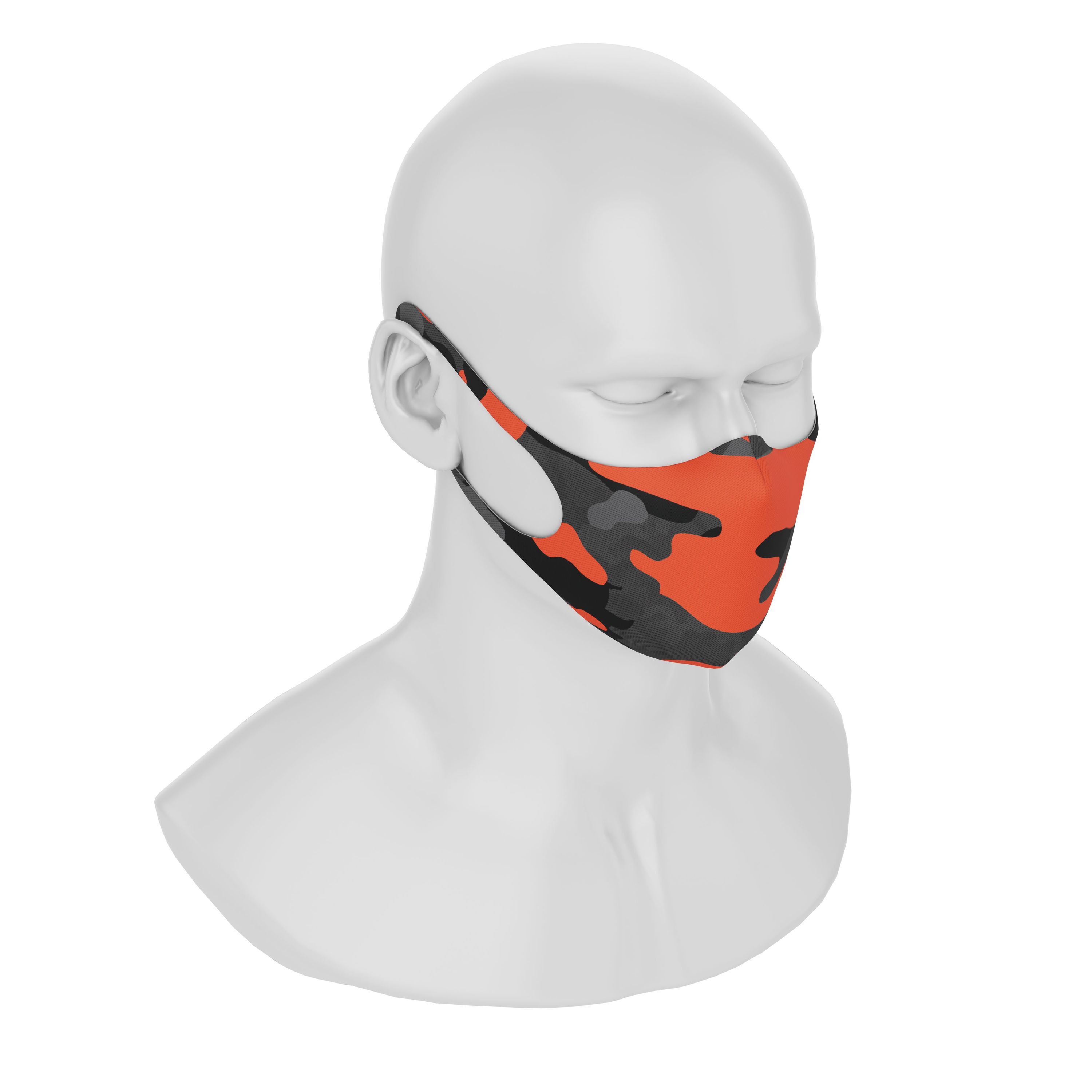 Maskery Design Face Mask in modern camouflage, made from high-quality neoprene fabric, suitable for various outdoor activities.