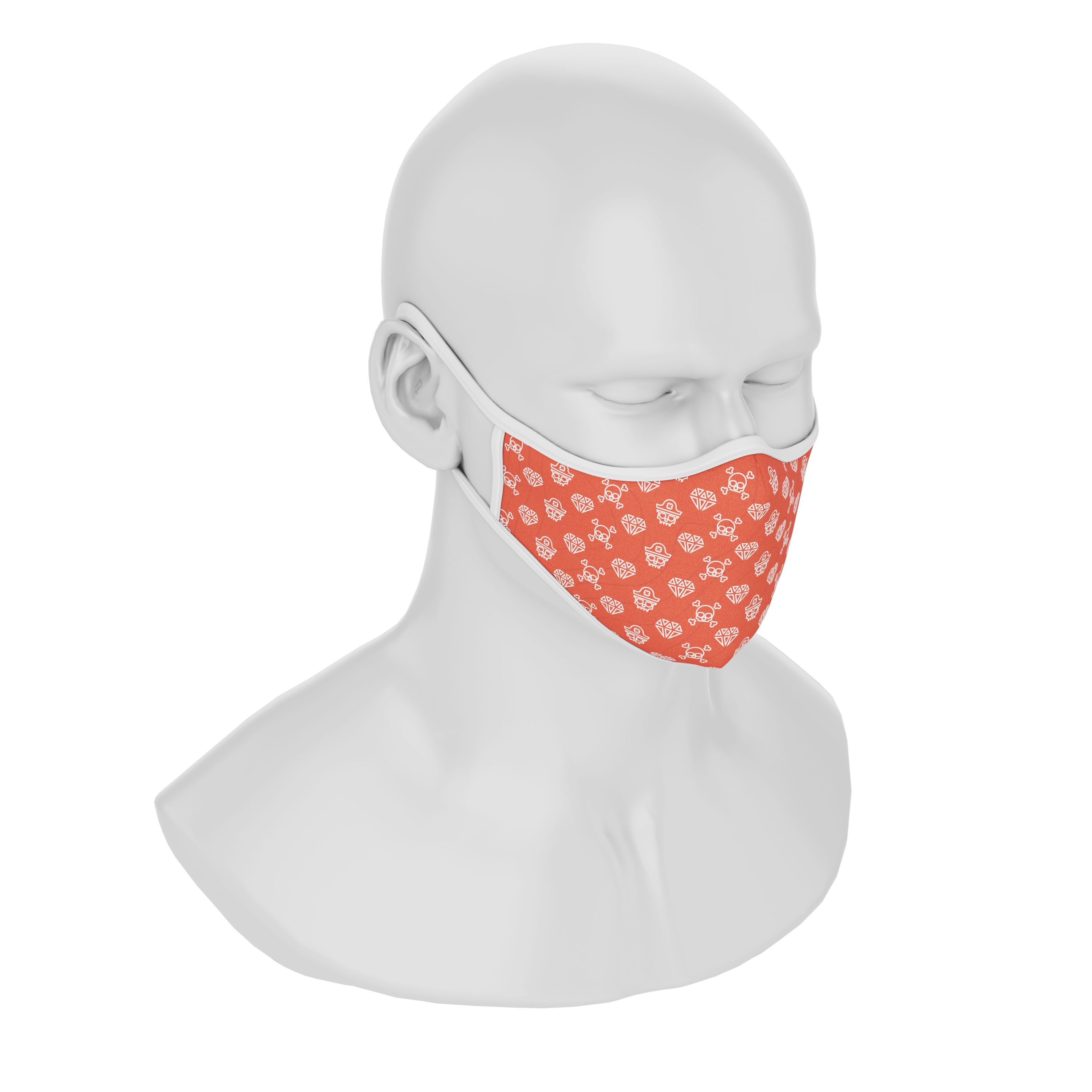 Maskery Premium Face Mask featuring a stylish Pirate Skulls design, made from high-quality neoprene fabric for comfort and protection.